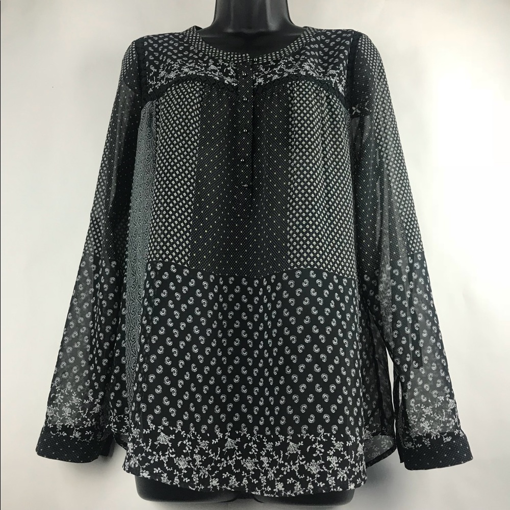 Daniel Rainn Sheer Long Sleeve Blouse